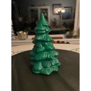 Handmade Ceramic Christmas Tree, No Lights, Green w touch iridescent glitter